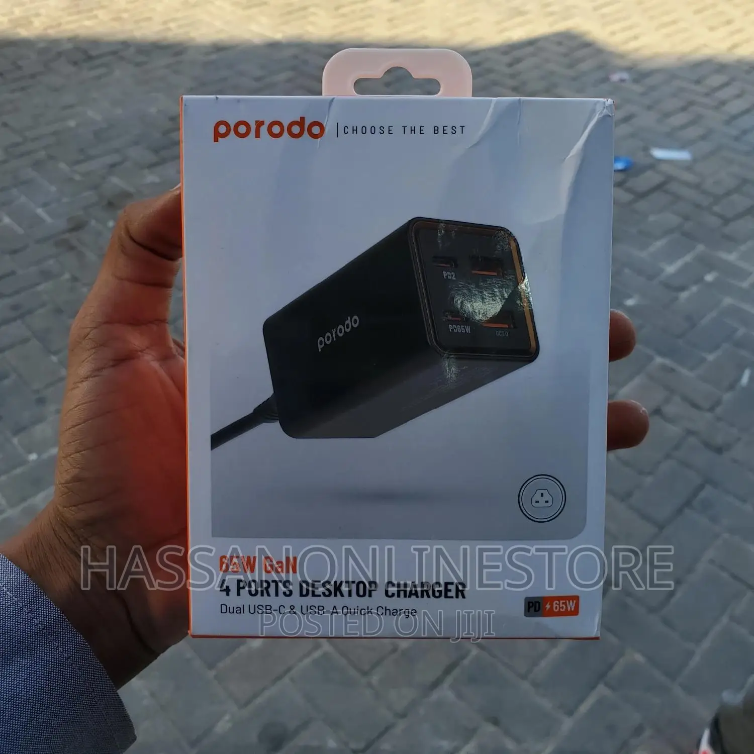 Porodo 4 Ports Gan Desktop Charger PD 65W - Black