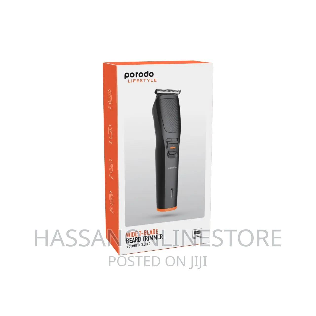 Porodo Lifestyle Wide T-Blade Beard Trimmer 4 Combs Included