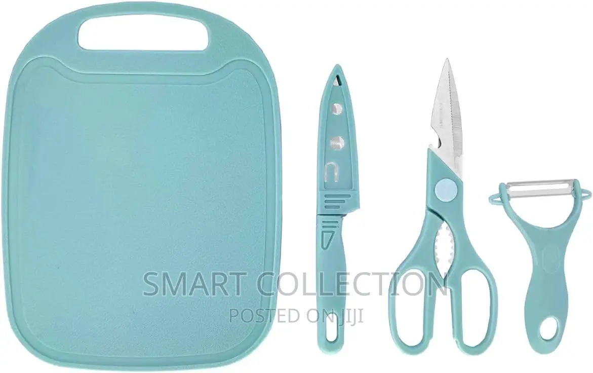 A Set Of Chopping Board,Knife, Scissors Peeler