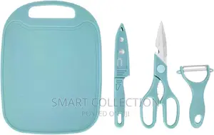A Set Of Chopping Board,Knife, Scissors Peeler