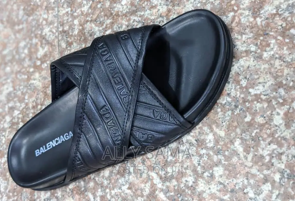 BALENCIAGA Original Black Material Leather