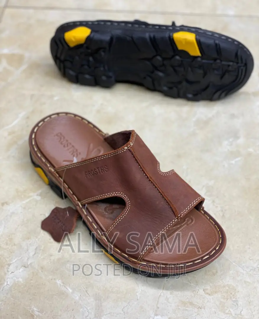 Mens Sandals Brown Material Leather