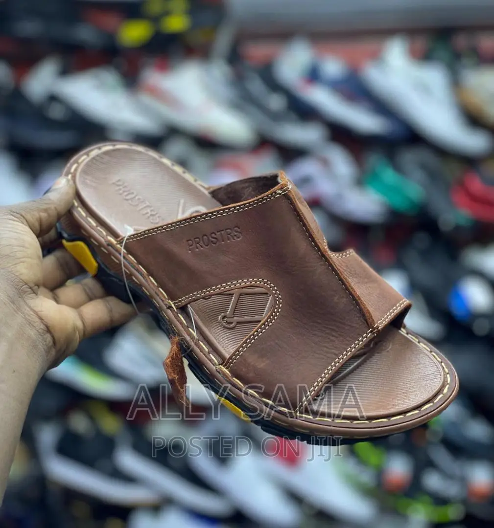 Mens Sandals Brown Material Leather