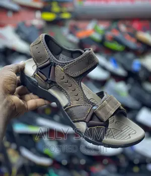 Mens Open Shoes Brown Material Leather