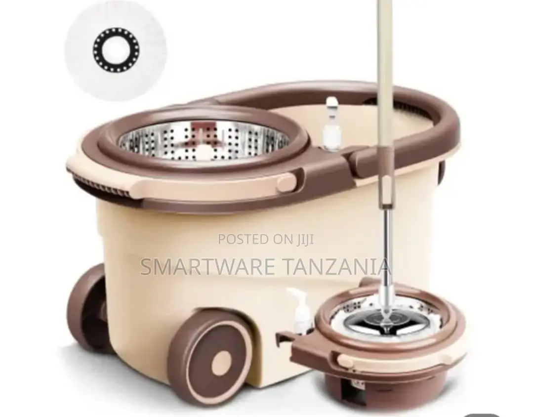 Spin Mop With Bucket, Stainless Steel Wringer and Mop Hat