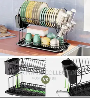 Photo - Home Kitchen S Shape Dual 2 Layer Plate Dish Drainer Dryer