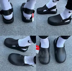 Open Shoes Nike Black Material Rubber Original