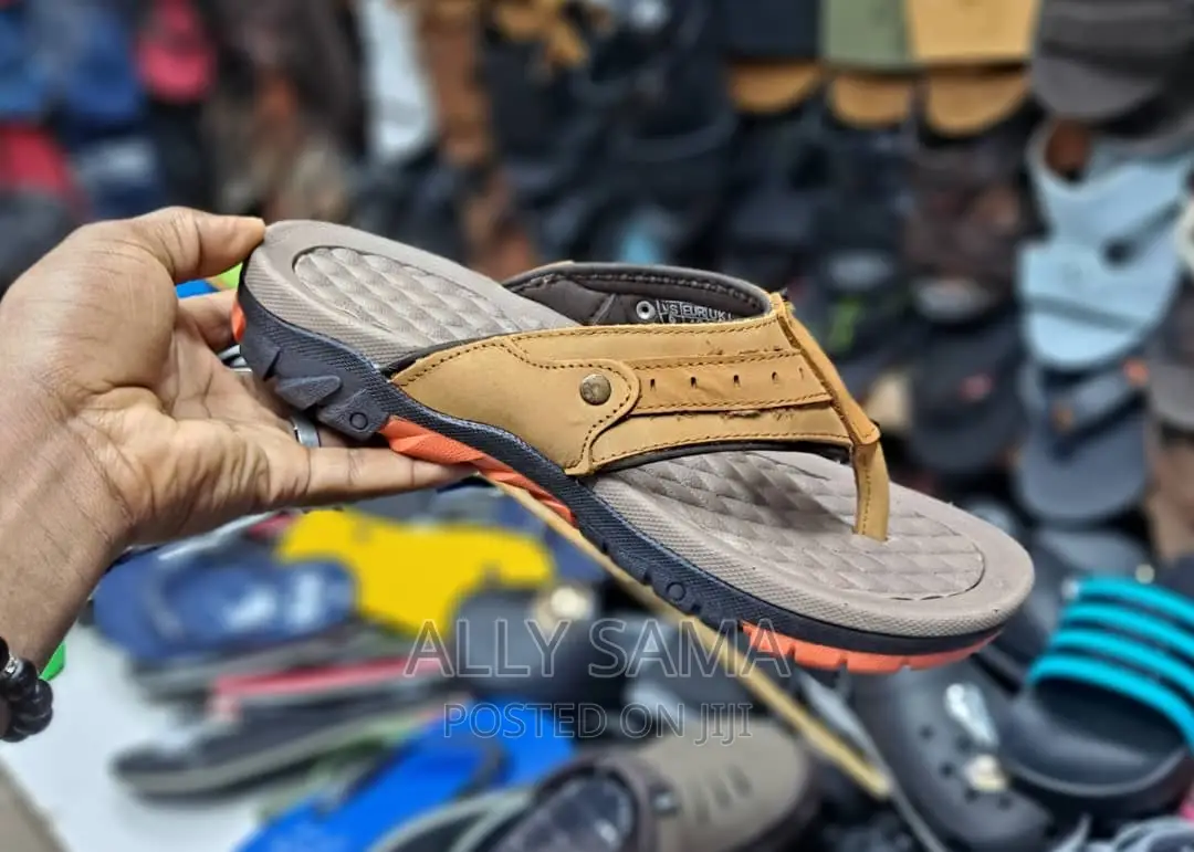 Mens Sandals Brown Material Leather