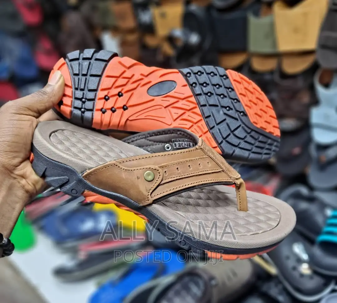Mens Sandals Brown Material Leather