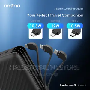 Oraimo Traveler Link 27 27000mah 3 Built-in Charging Cables