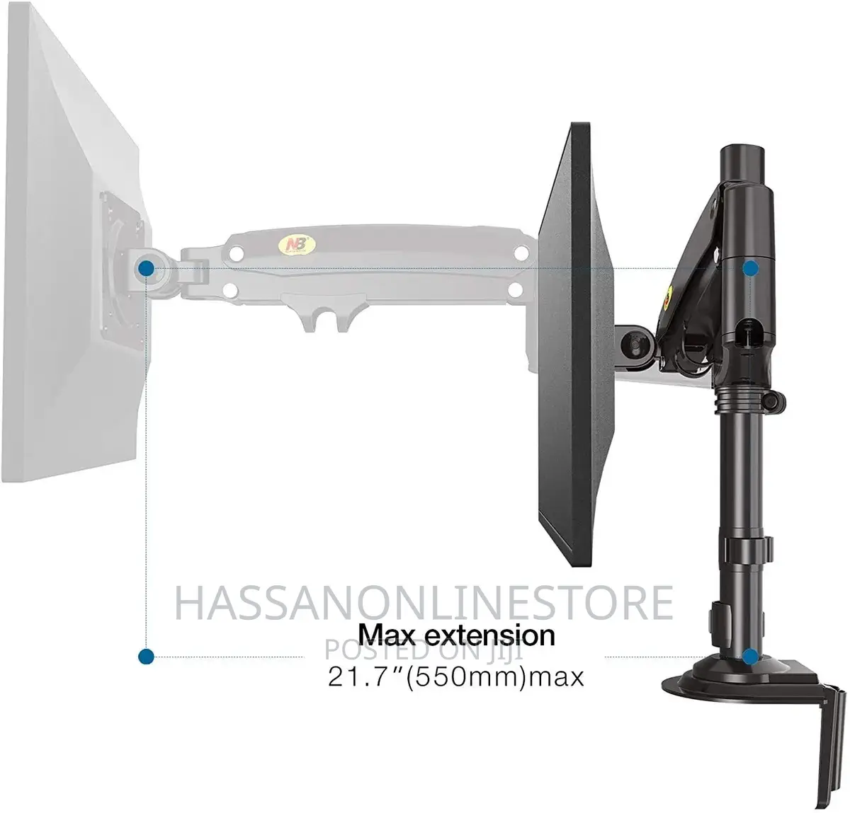 North Bayou H100 Desktop Monitor Arm 22" - 35" Up to 9kg