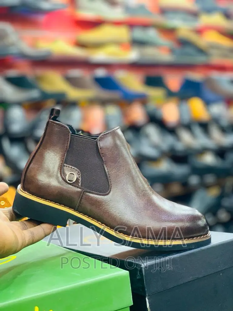 Boys Travolta Black Brown Material Leather