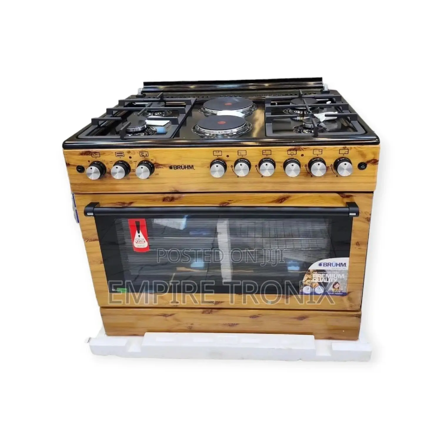 BRUHM Free Standing Gas Cooker BGC-9642TN Wooden Finish