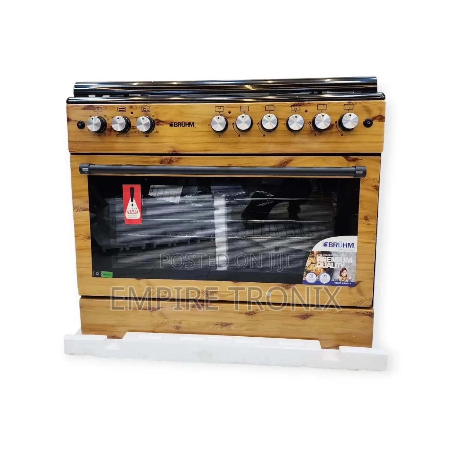 BRUHM Free Standing Gas Cooker BGC-9642TN Wooden Finish