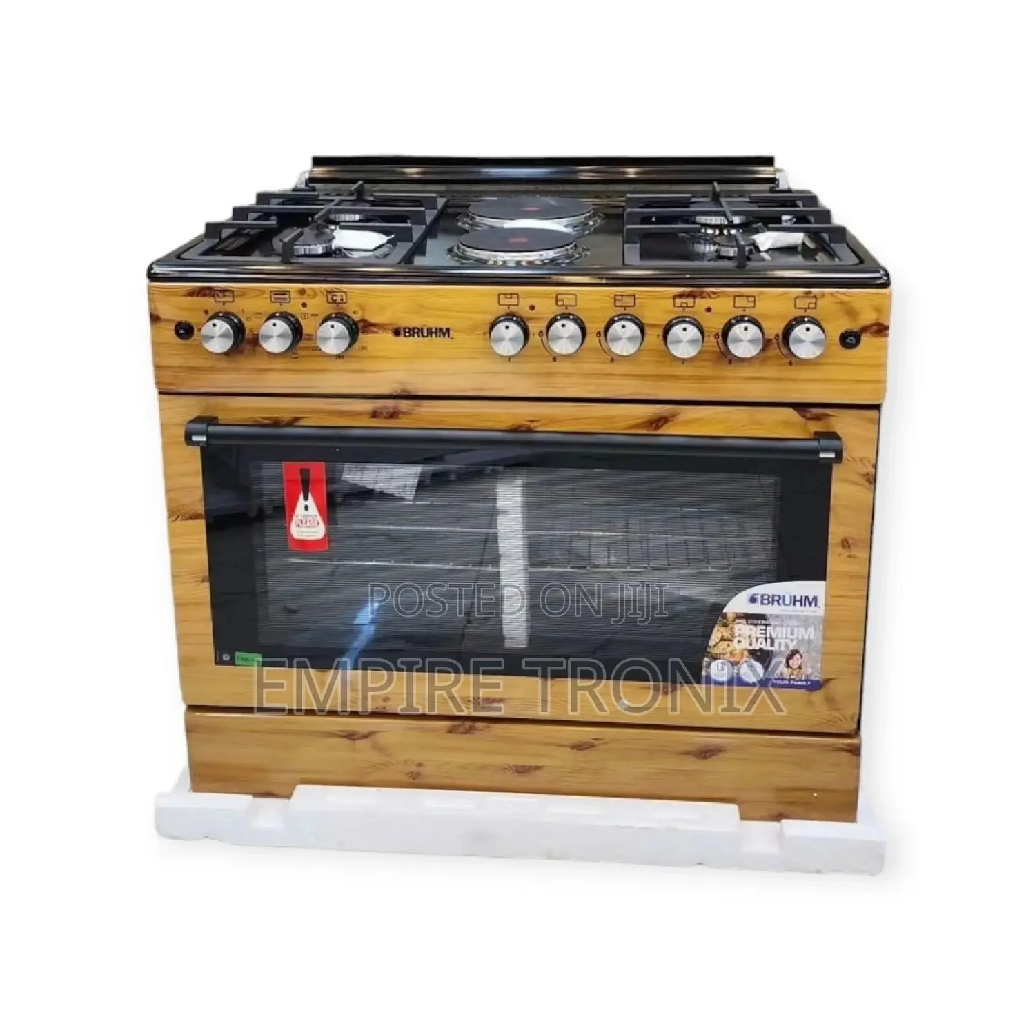 BRUHM Free Standing Gas Cooker BGC-9642TN Wooden Finish