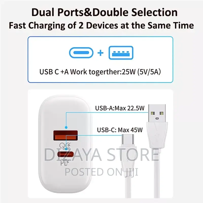 Fast Charger for Phones and Laptops 45W