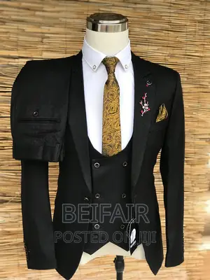 Suti Nyeusi Za Kiume | Men's Black Suit | Three Pieces
