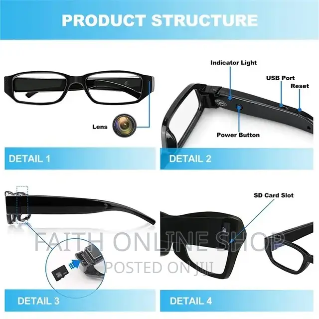 Smart Spy Glasses With Mini Camera 1080P