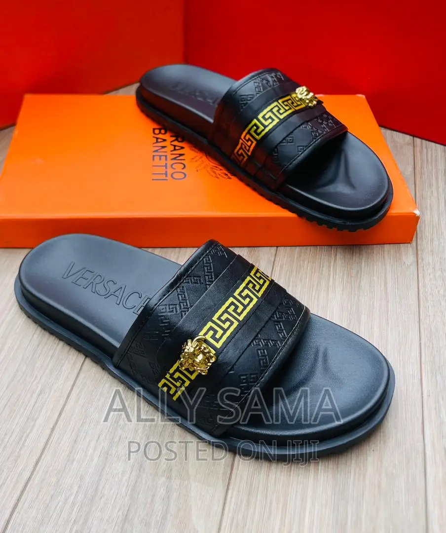 Mens Sandals Versace Material Leather Rubber Original