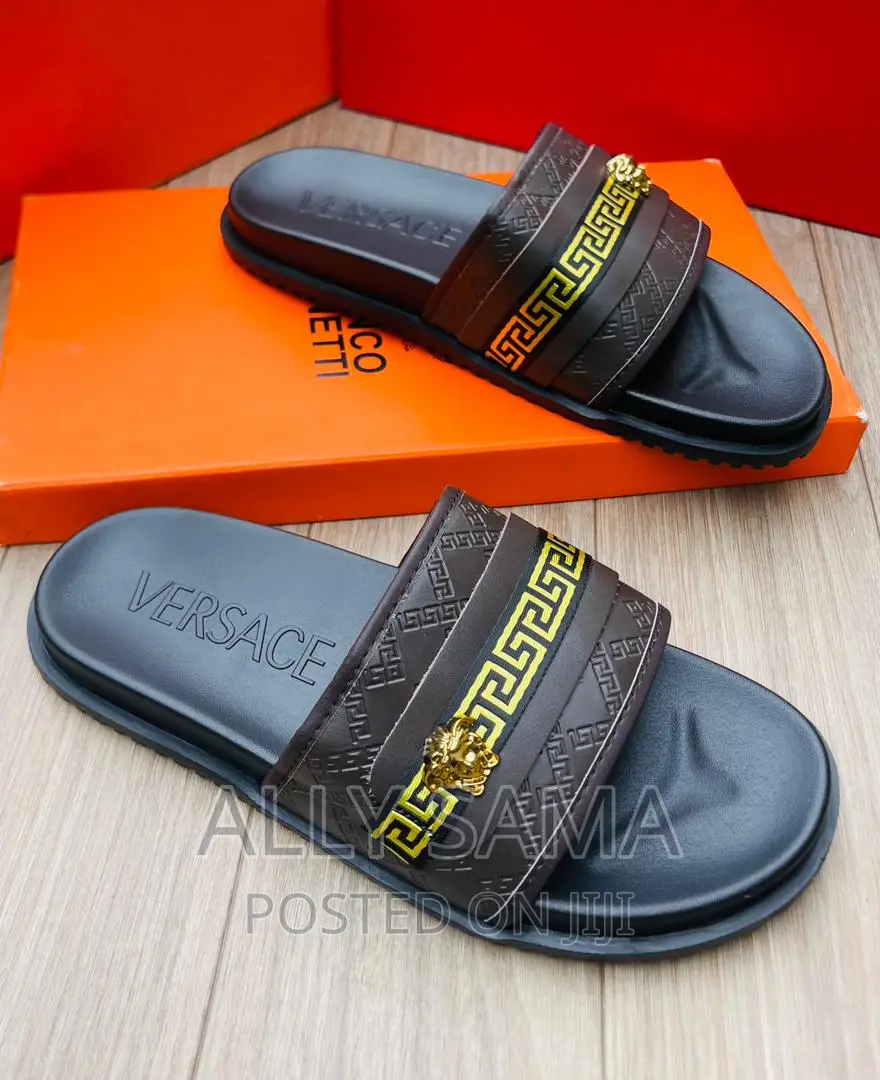 Mens Sandals Versace Material Leather Rubber Original