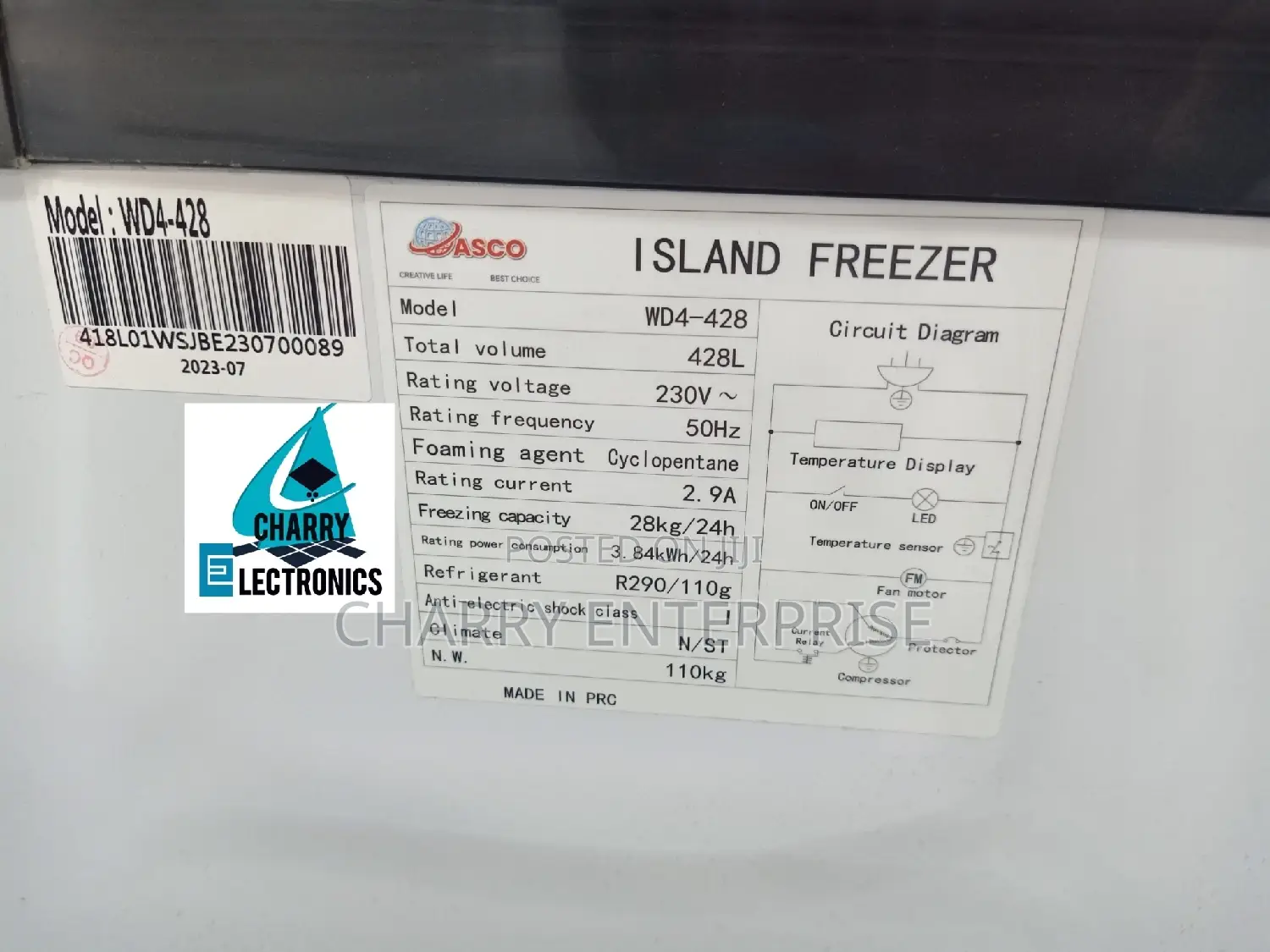 Asco Showcase Island Freezer WD4-428 Made in PRC 428L