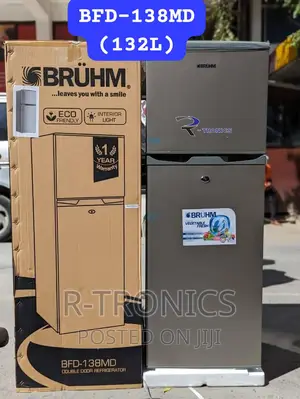 Brühm Double Door Refrigerator 132litres Silver