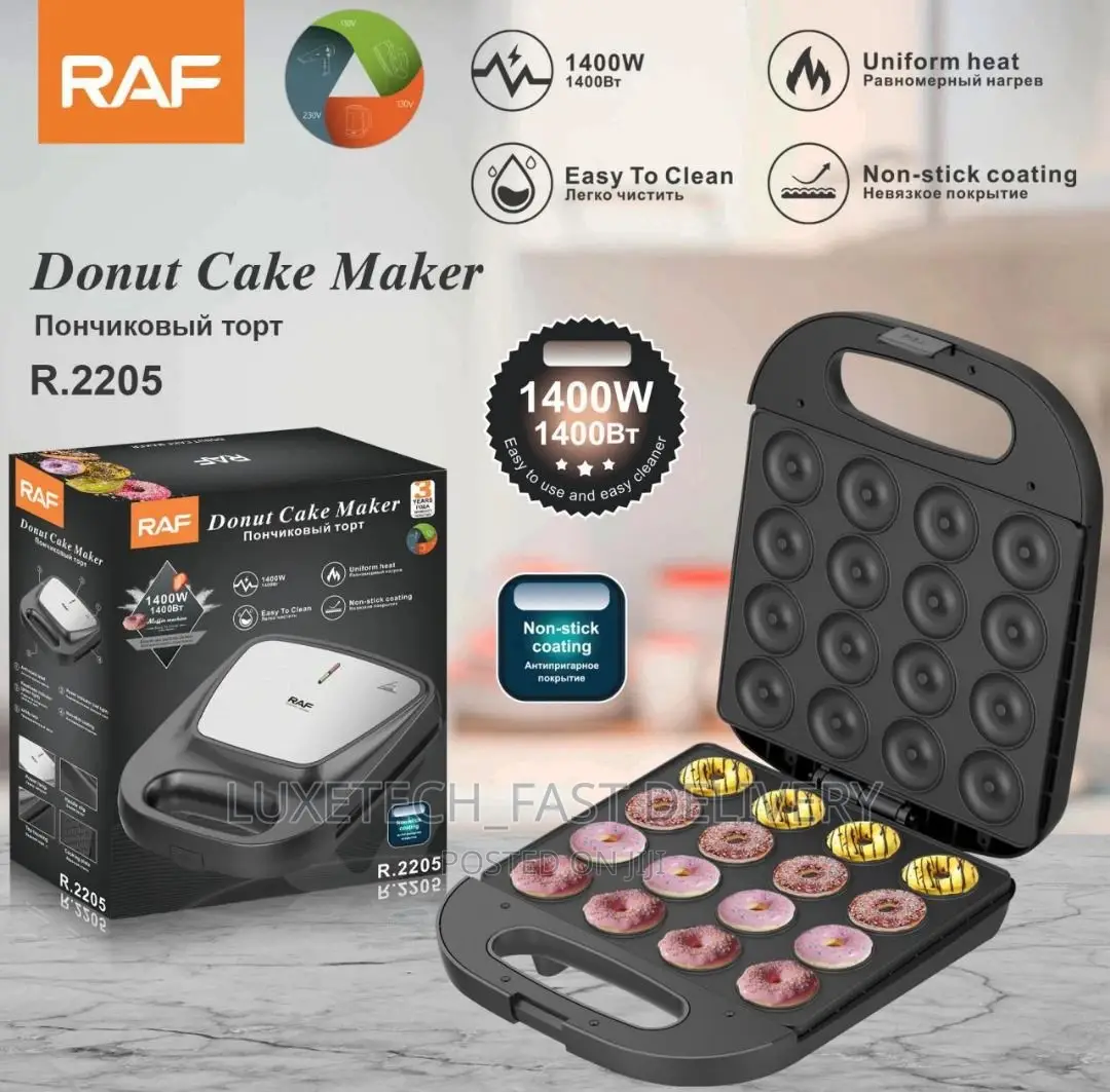 RAF Donut Cake Maker 1400W Non-Stick Coated 16 Holes