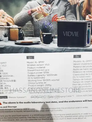Vidvie XL SP917 Powerful Wireless Speaker With 2 Mic