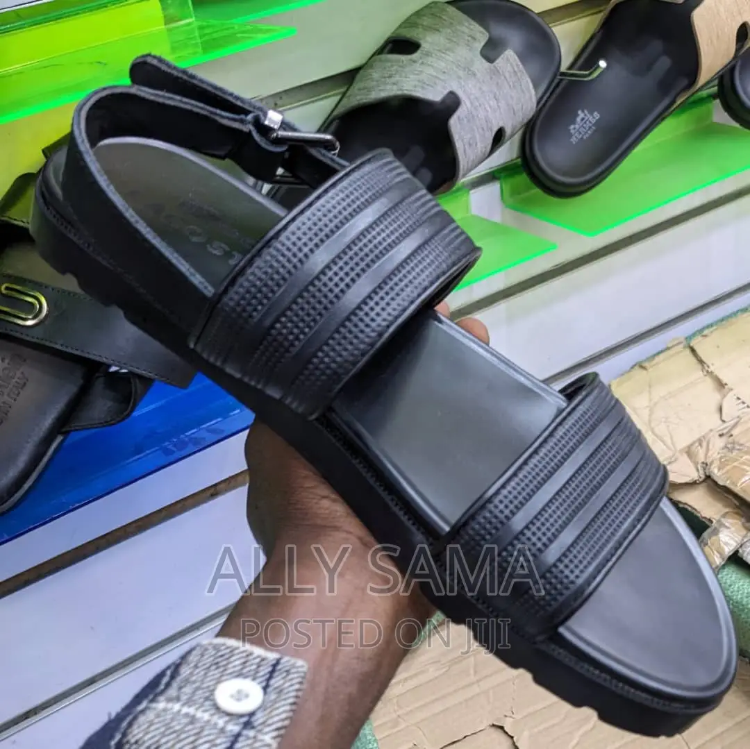 Mens Sandals Lacoste Black Material Pure Leather