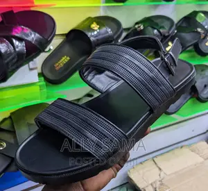 Mens Sandals Lacoste Black Material Pure Leather