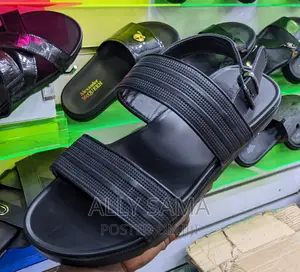 Mens Sandals Lacoste Black Material Pure Leather