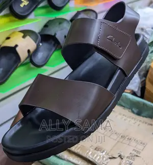 Mens Sandals Clarks Coffee Material Pure Leather