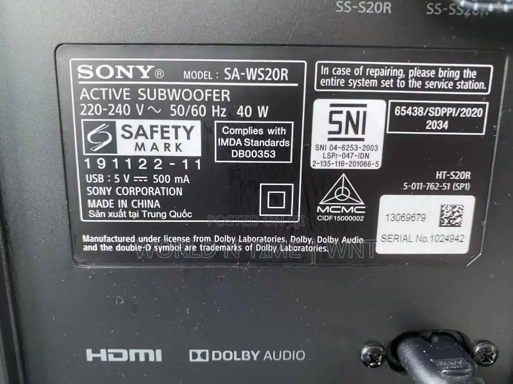 Sony HT-S20R Home Cinema 5.1ch 400W Wired Soundbar