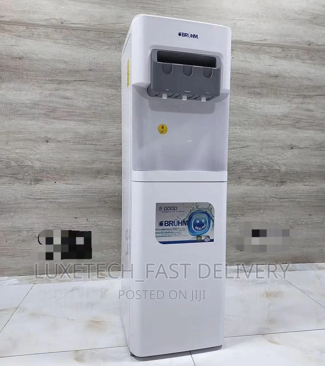 Bruhm 3 Taps Water Dispenser With Fridge for Hot and Cold Water