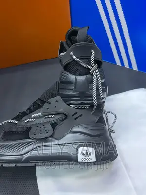 New Adidas Full Black Material Leather Rubber