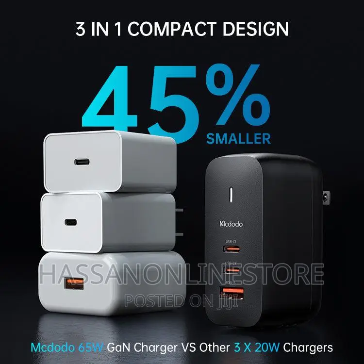 McDodo CH-8442 Gan 65W 3-Port Mini Fast Charger