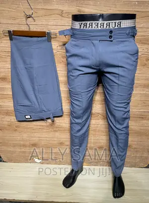 Mens Cloth Pants Gray Plain Quality