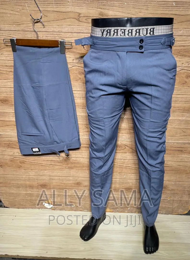 Mens Cloth Pants Gray Plain Quality