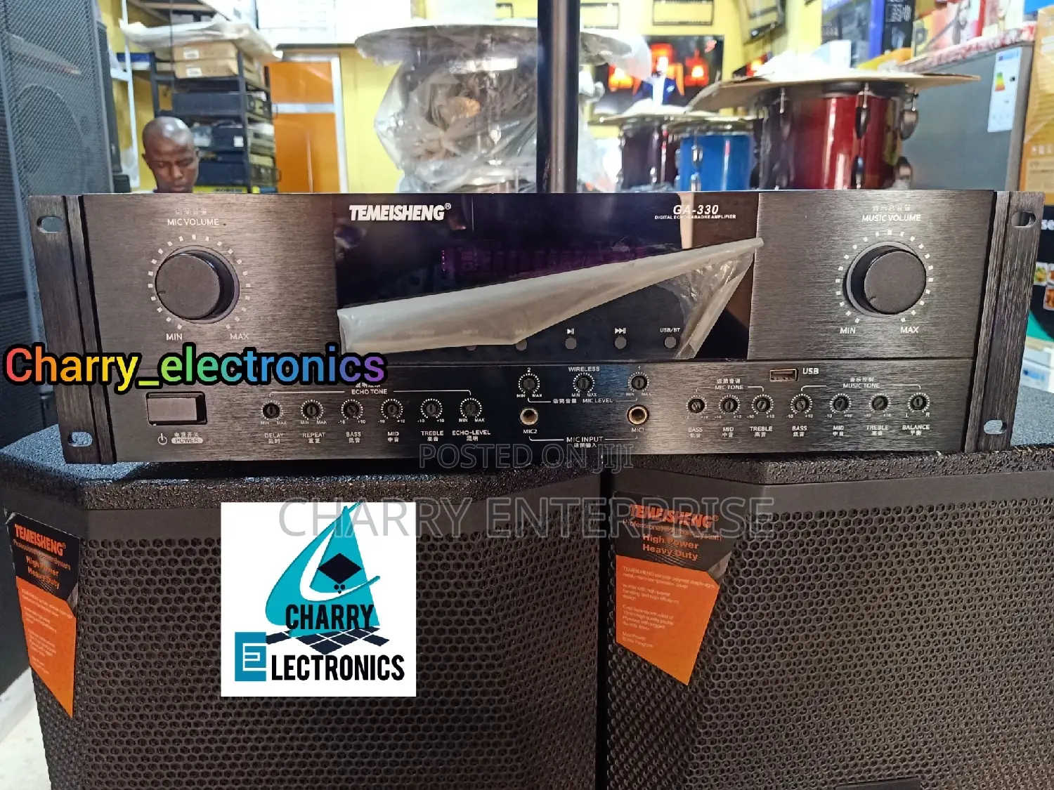  TEMEISHENG 2 Speakers ,Amplifier ,Mic With Stands Package
