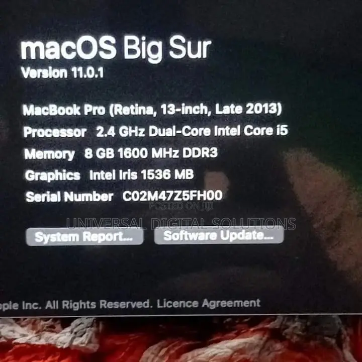 Laptop Apple MacBook Pro 2013 8GB Intel Core I5 SSD 256GB