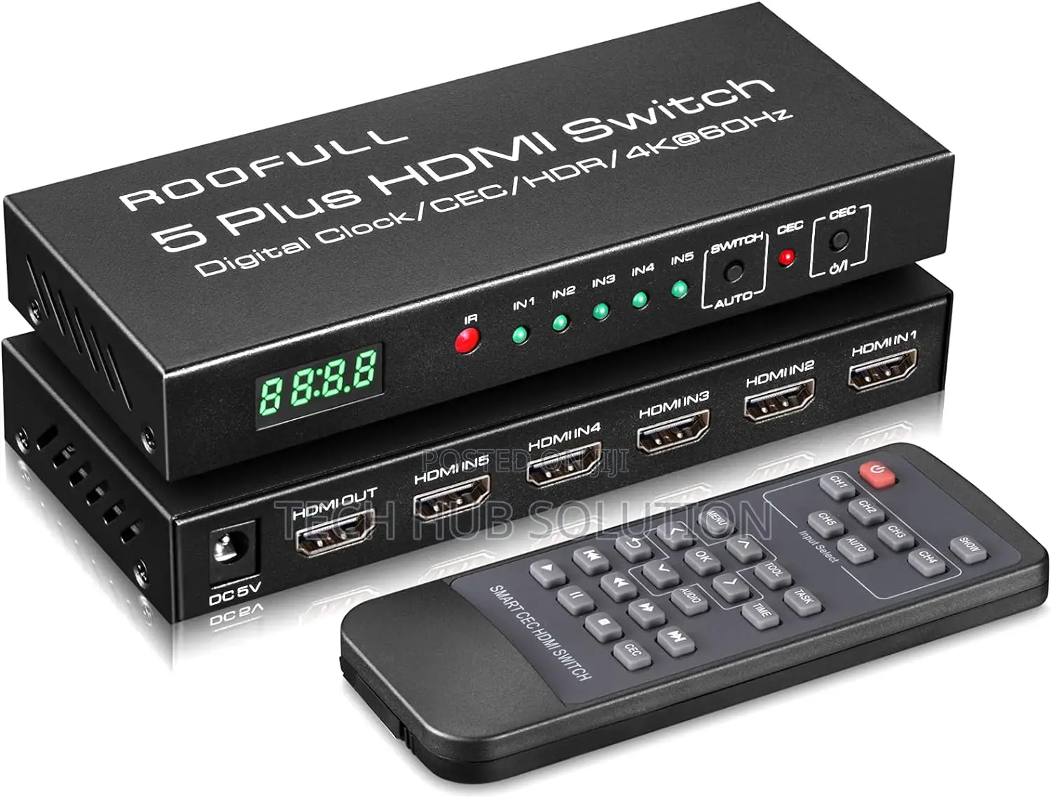 Hdmi Selector 5 Port Mental With Remote