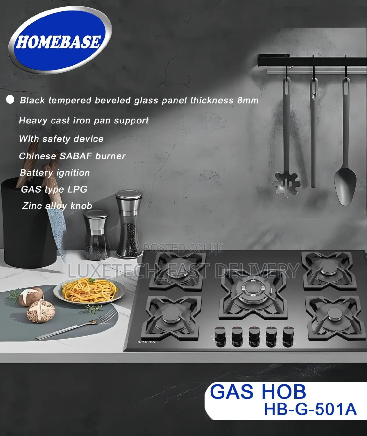 Homebase 5 Burners Gas Cooker | Gas Hob (Hb-G-501a)