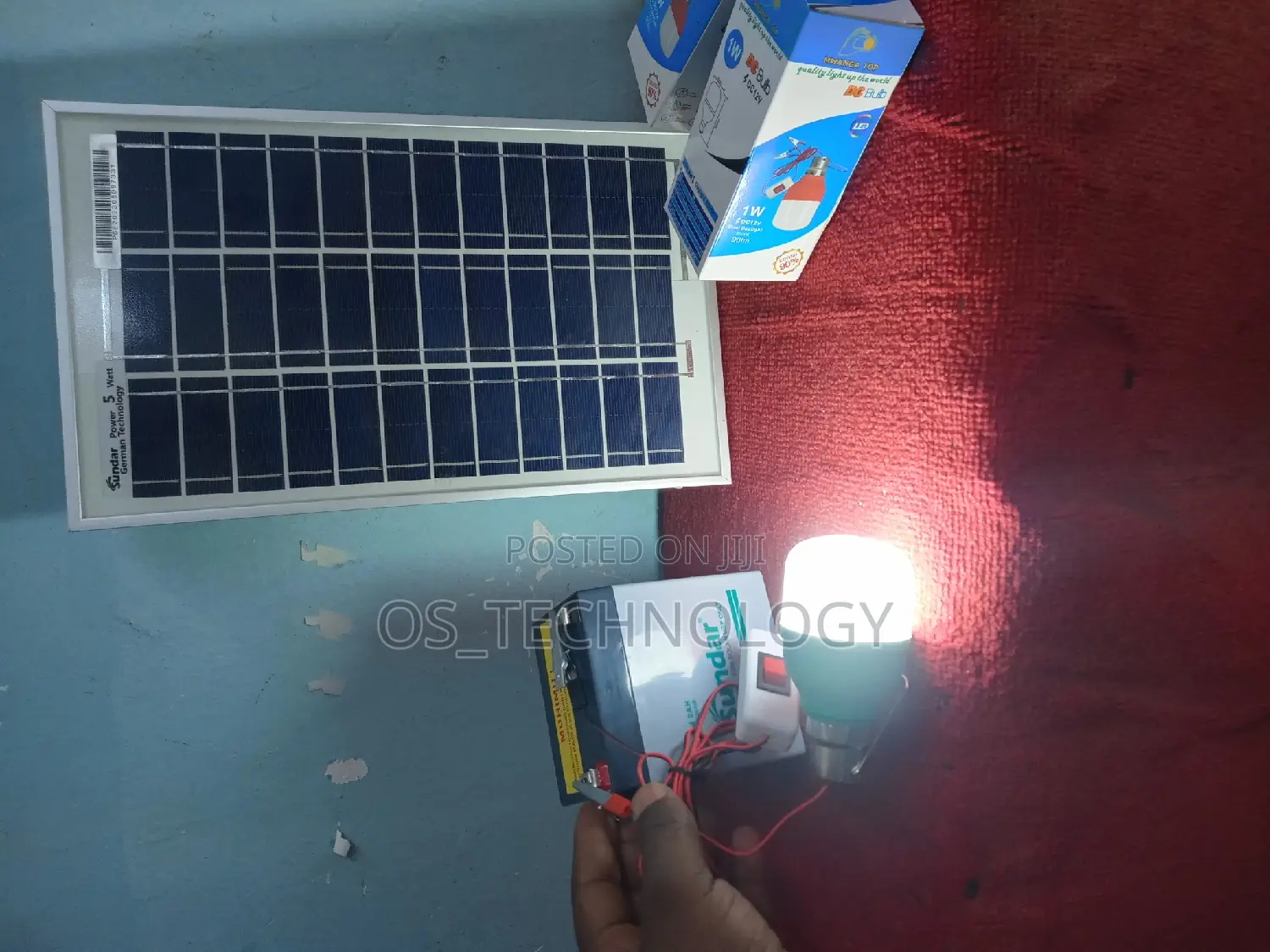 Full Set Solar Panel 5W,Batter 12V 4ah Na Taa Mbili