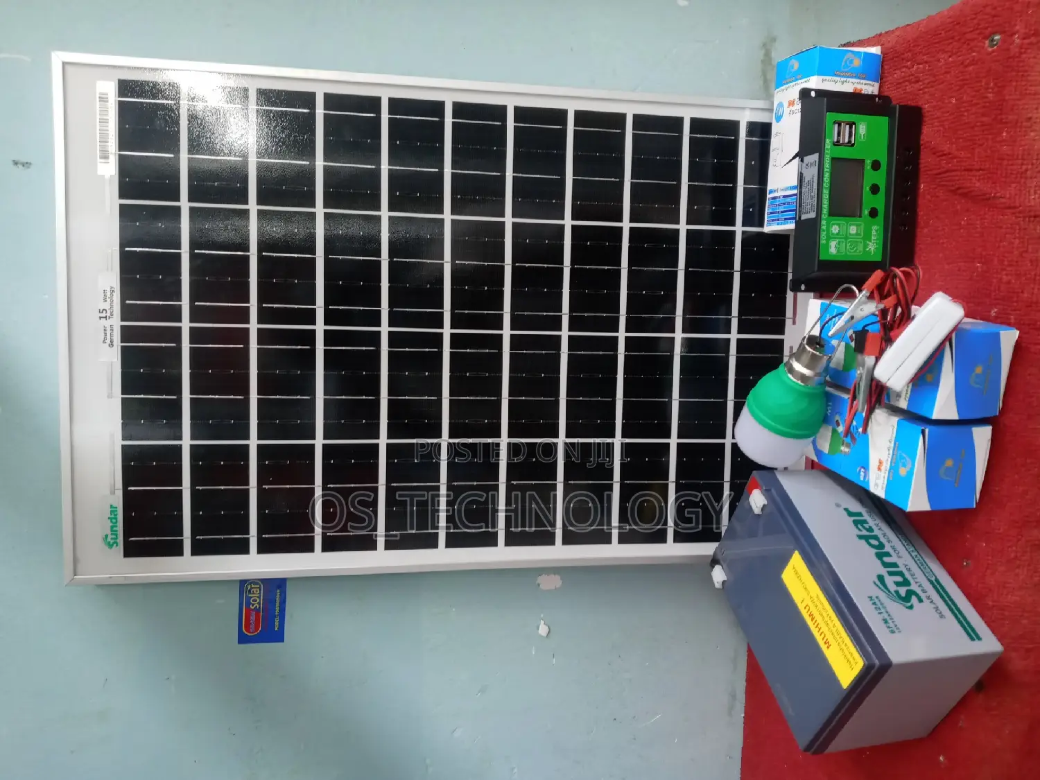 Full Set Sola 15W, Battery 12V 12ah, Controller 10A,Taa Nne