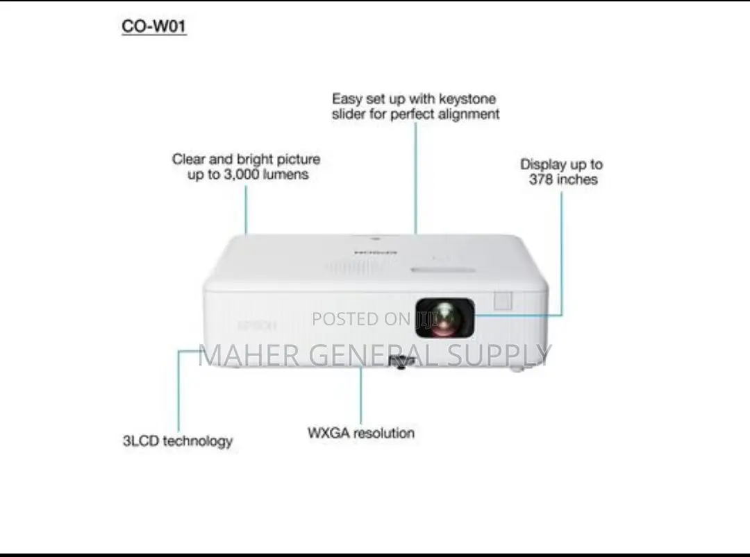 Projector - Epson - CO-W01 3,000 Lumens - 3lcd