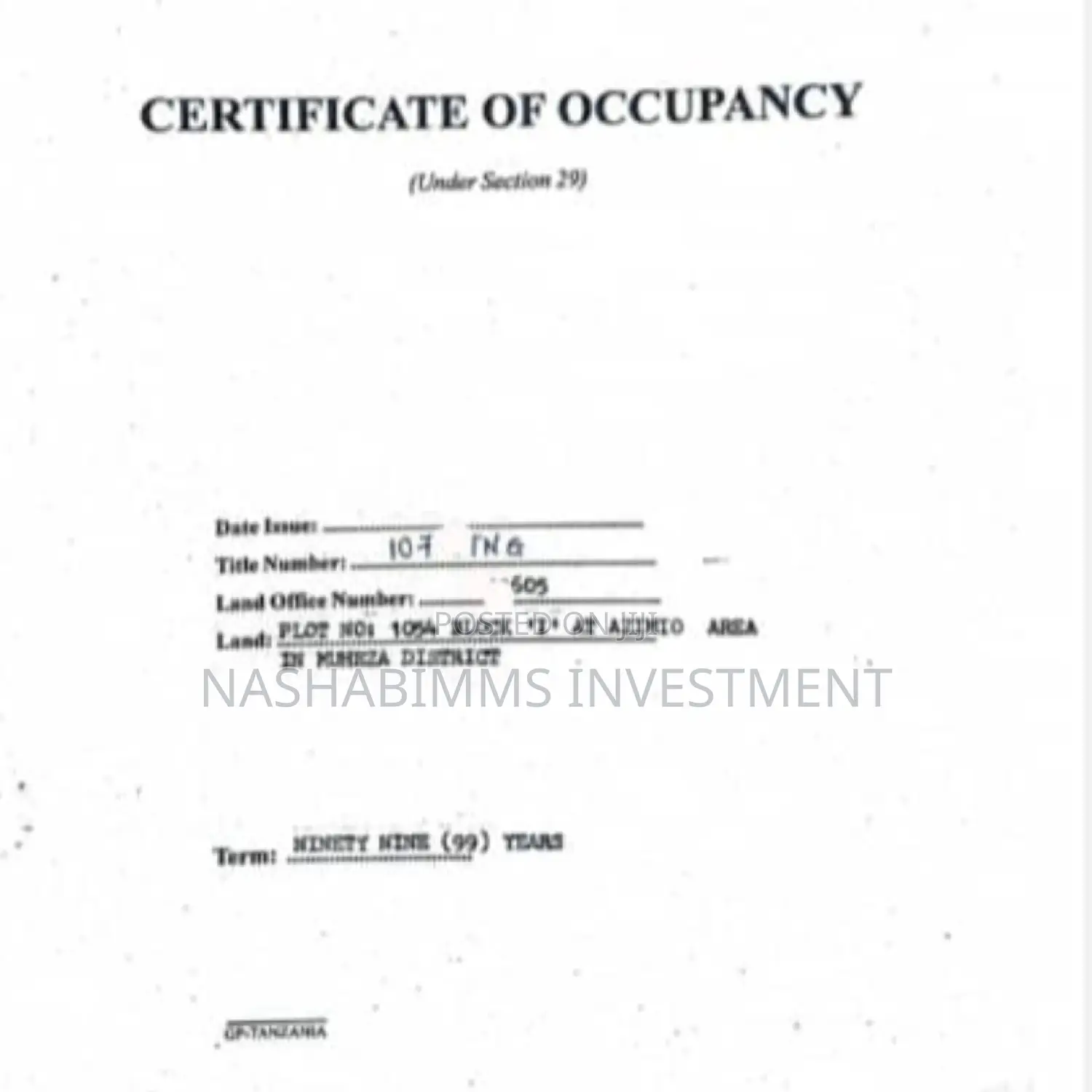 Petrol Station Plot for Sale in Tanga