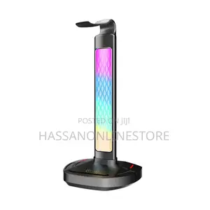 Porodo Gaming RGB Headphone Stand, Wireless Charging USB-C