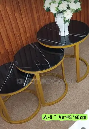 3 PCS Stool Chairs Marble Design