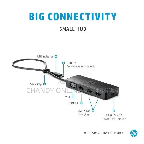 *Hp 5 in 1 Doking 1 Hdmi / 1 Vga / 2 Usb 3.0 / C Port