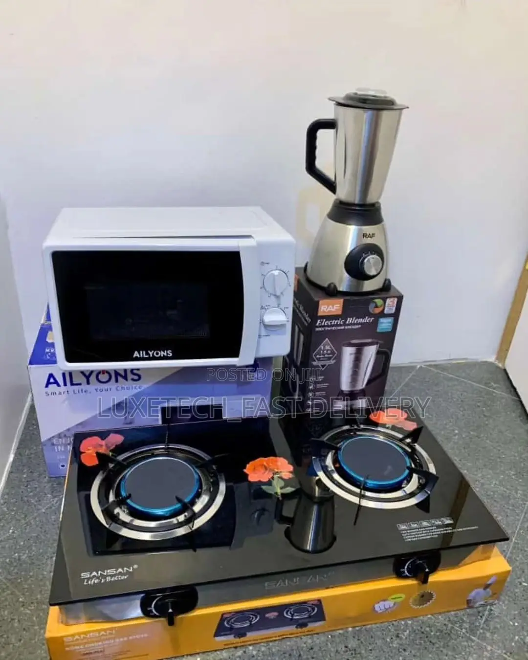 Full Set Microwave Oven 20L+Blender 1.5L+Gas Stove/Jiko Gas